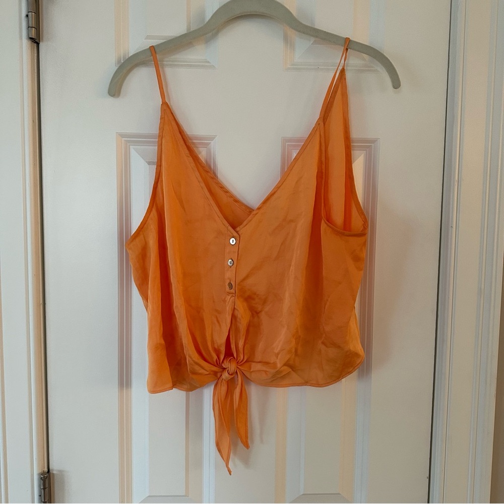 Free People Orange Satin Top